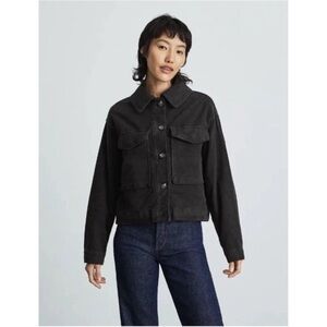 Everlane Jacket Womens M Black Moleskin Utility Cropped Organic Cotton 4 Pocket